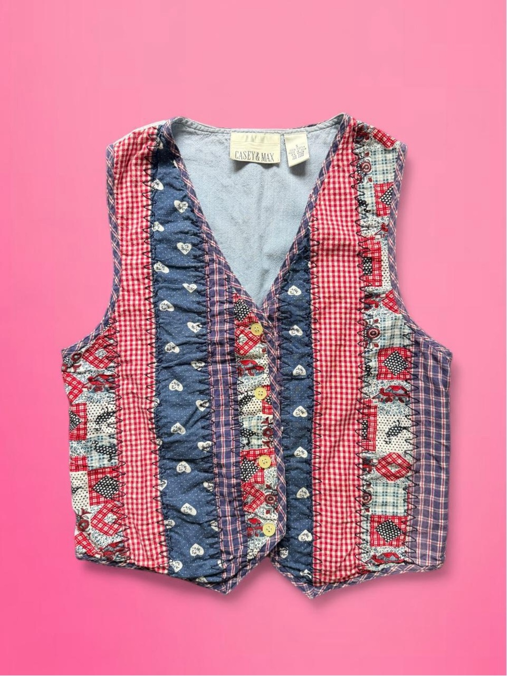 vintage 90s patchwork vest cottagecore grandmacore